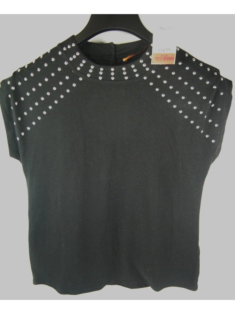 Black Top with Rhinestone Accent & Back Keyhole Closure size Medium New